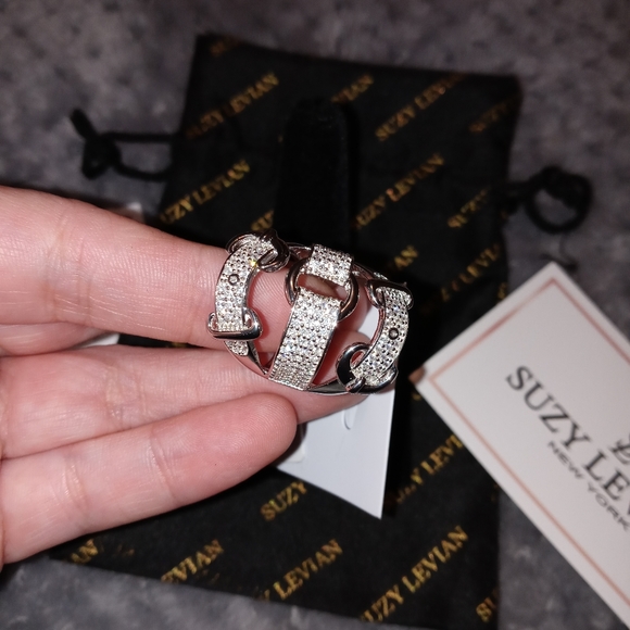 Sterling Silver CZ Triple Buckle Ring Size 7 NWT - Picture 5 of 15